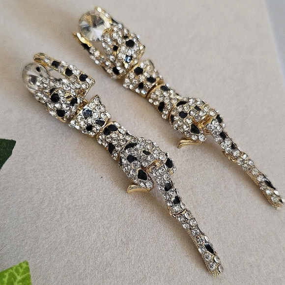 Jewelry - Gold Articulated Leopard Glam Earrings